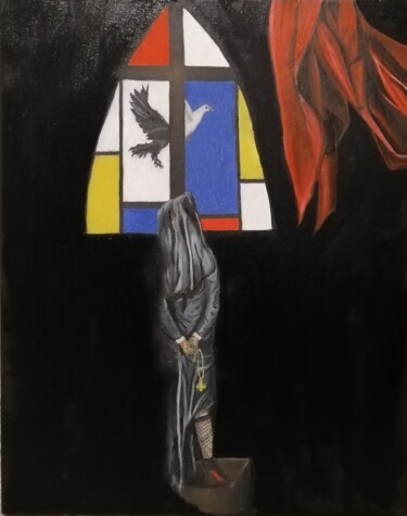Pintura titulada "Suora con le Loubou…" por Paolo D'Errico, Obra de arte original, Oleo Montado en Bastidor de camilla de ma…