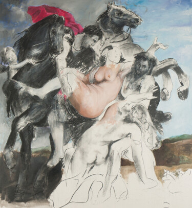 Pittura intitolato "Studio (Il Ratto de…" da Paolo Damiani, Opera d'arte originale, Olio Montato su Telaio per barella in le…