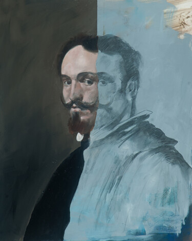 제목이 "Portrait of a man (…"인 미술작품 Paolo Damiani로, 원작, 기름 나무 들것 프레임에 장착됨