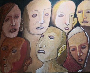 Картина под названием "Talking heads" - Paolo Erriu, Подлинное произведение искусства, Пигменты Установлен на Деревянная рам…