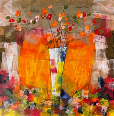 Pittura intitolato "Vaso di fiori" da Paolo Fumagalli, Opera d'arte originale, Olio
