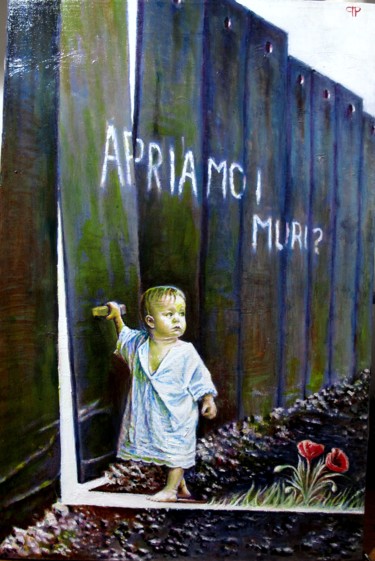 Painting titled "Apriamo i muri?" by Qp, Original Artwork, Oil