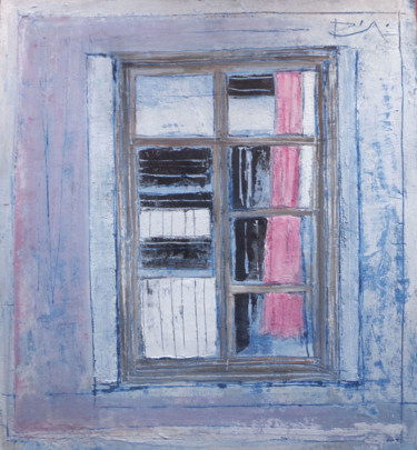Pittura intitolato "tendina rosa" da Paolo Righi, Opera d'arte originale