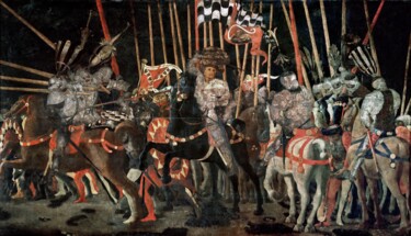 Malarstwo zatytułowany „L'attaque décisive…” autorstwa Paolo Uccello, Oryginalna praca, Tempera