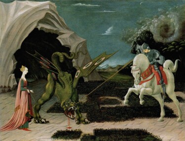 Malerei mit dem Titel "Saint-Georges et le…" von Paolo Uccello, Original-Kunstwerk, Öl