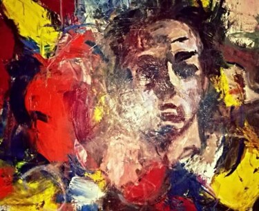 Pittura intitolato "The face" da Paolo Amoretti, Opera d'arte originale, Olio