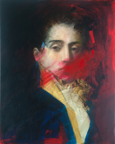 Painting titled "Ritratto (Fig.05-23)" by Paolo Damiani, Original Artwork, Oil Mounted on Wood Stretcher frame