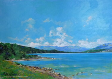 Painting titled "Viverone lake" by Paolo La Commare, Original Artwork, Acrylic