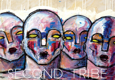 Druckgrafik mit dem Titel "SECOND TRIBE" von Paolo Rizzi, Original-Kunstwerk, Digitaldruck