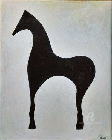 Painting titled "Synthetic horse VII" by Paolo Rizzi, Original Artwork, Oil Mounted on Wood Panel