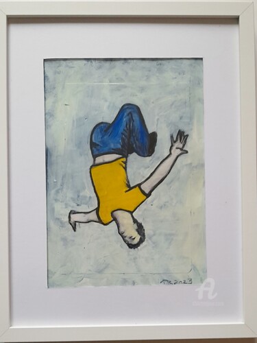 Painting titled "Jump" by Paolo Rizzi, Original Artwork, Oil Mounted on Wood Stretcher frame
