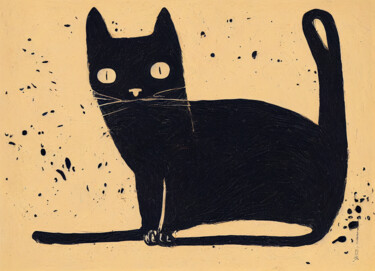 Arte digital titulada "A surprised cat." por Paolo Volante, Obra de arte original, Imagen generada por IA