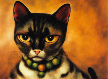 数字艺术 标题为“frida kahlo's cat” 由Paolo Volante, 原创艺术品, 数字油画