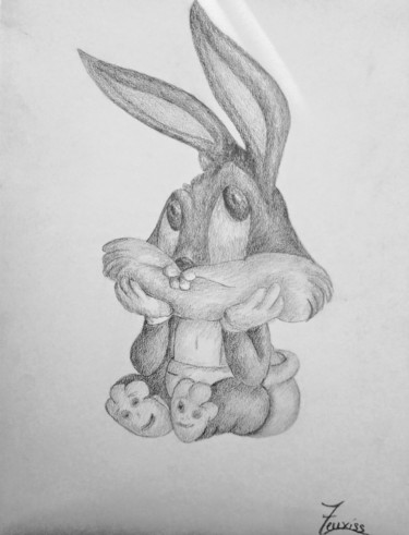 Drawing titled "Lapin" by Zeuxiss, Original Artwork, Pencil