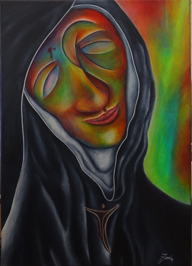 Peinture intitulée "Sainte Rita" par Zeuxiss, Œuvre d'art originale, Acrylique