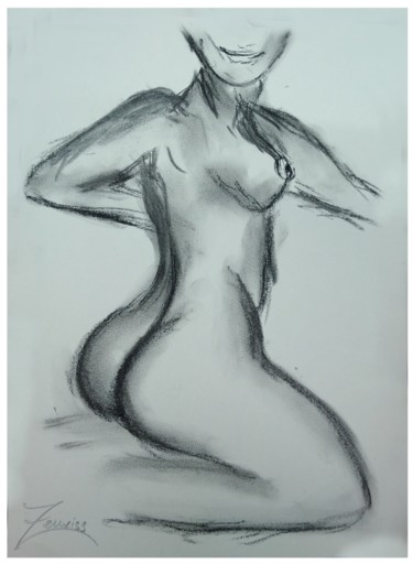 Drawing titled "Croquis CV02" by Zeuxiss, Original Artwork, Charcoal