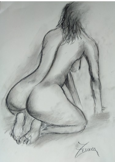 Drawing titled "Croquis CV06" by Zeuxiss, Original Artwork, Charcoal