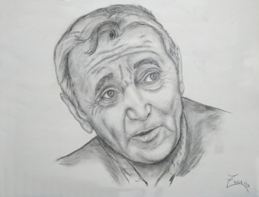 Dessin intitulée "Charles Aznavour -…" par Zeuxiss, Œuvre d'art originale, Graphite