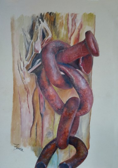 Painting titled "Chaîne" by Zeuxiss, Original Artwork, Oil