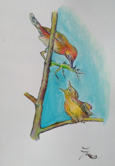 Pintura intitulada "Oiseaux N2" por Zeuxiss, Obras de arte originais, Acrílico