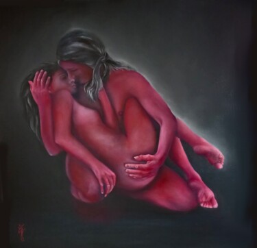 Painting titled "Rouge" by Zeuxiss, Original Artwork, Oil