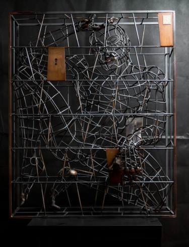 Skulptur mit dem Titel "the soul cages" von Paolo Perelli, Original-Kunstwerk, Metalle