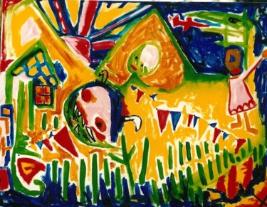 Peinture intitulée "La fête des peintre…" par Emmanuelle Rostaing, Œuvre d'art originale, Acrylique Monté sur Châssis en bois