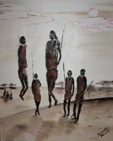 Pittura intitolato "Masai Dance" da Giampietro Nardello, Opera d'arte originale