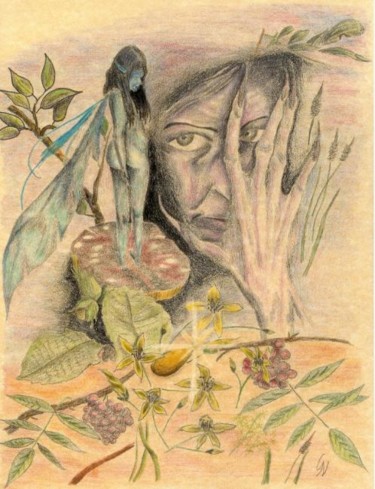 Pittura intitolato "Fate e streghe" da Giampietro Nardello, Opera d'arte originale, Olio