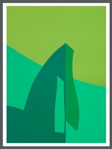 Printmaking titled "Green I" by Paperart, Original Artwork, Collages Mounted on Metal