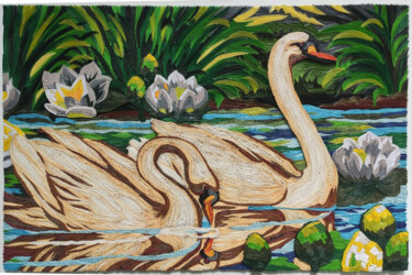 Scultura intitolato "Swans" da Paperpersonified Prasiddhi, Opera d'arte originale, Carta