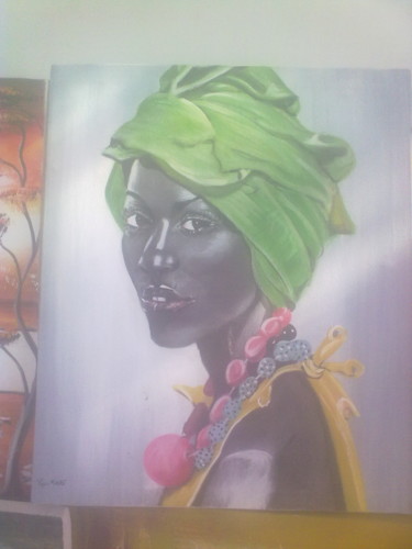 Peinture intitulée "sofia femme  africa…" par Pape Ibrahima S'Art, Œuvre d'art originale, Acrylique