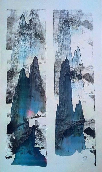 Peinture intitulée "Peinture paysage, e…" par Papiers D'Aurore, Œuvre d'art originale, Encre