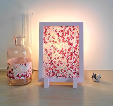 Design mit dem Titel "Lampe rose fleurs d…" von Papiers D'Aurore, Original-Kunstwerk, Leuchte