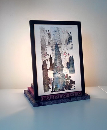 Design mit dem Titel "Lampe bois et papie…" von Papiers D'Aurore, Original-Kunstwerk, Leuchte