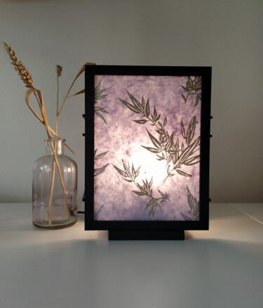 Design mit dem Titel "Lampe de table bois…" von Papiers D'Aurore, Original-Kunstwerk, Leuchte