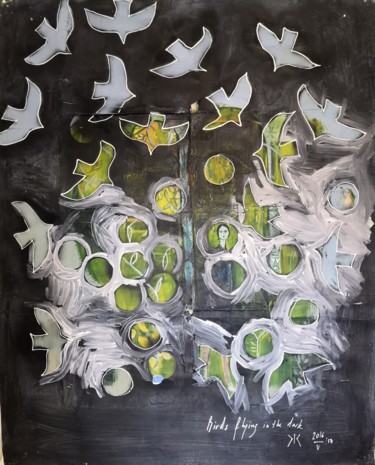 Pintura titulada "Birds flying on the…" por Papillon, Obra de arte original, Acrílico
