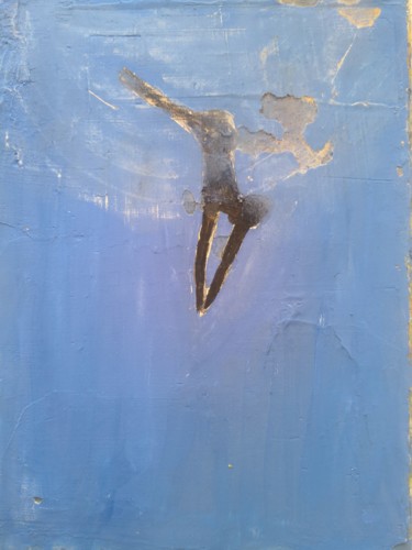 Pintura intitulada "Dans le bleu encore…" por Papillon, Obras de arte originais, Têmpera