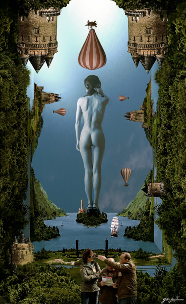Digitale Kunst mit dem Titel "Perdu dans l'espace" von Gilles Papineau, Original-Kunstwerk, 2D digitale Arbeit
