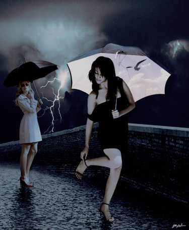 Arte digitale intitolato "Bleu ciel de pluie" da Gilles Papineau, Opera d'arte originale, Lavoro digitale 2D