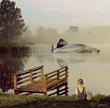 Arts numériques intitulée "histoire de pêche" par Gilles Papineau, Œuvre d'art originale, Travail numérique 2D