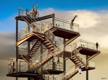 Arts numériques intitulée "stairs 2" par Gilles Papineau, Œuvre d'art originale, Travail numérique 2D