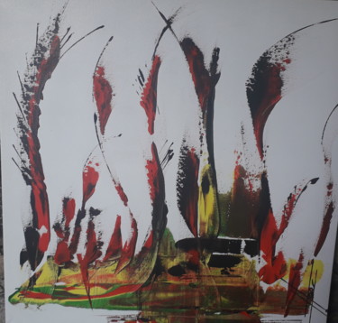 Painting titled "Flamme" by Herve Richard, Original Artwork, Acrylic