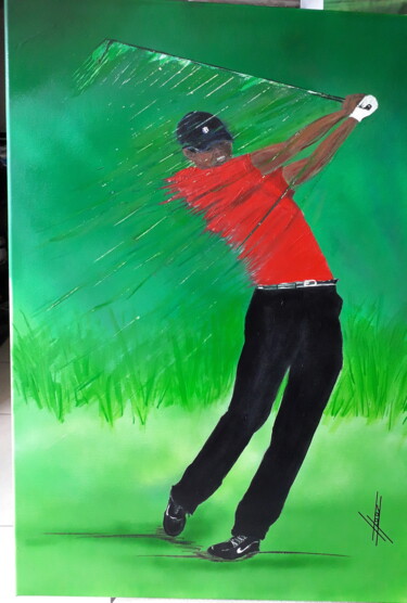 Peinture intitulée "Tiger woods" par Herve Richard, Œuvre d'art originale, Acrylique