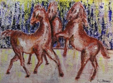 Pittura intitolato "Cavalli" da Gino Paradisi, Opera d'arte originale
