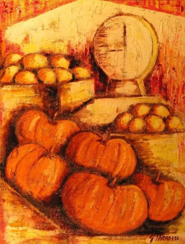 Painting titled "Scena di mercato co…" by Gino Paradisi, Original Artwork