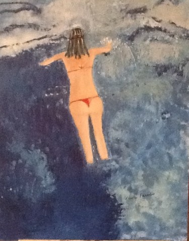 Peinture intitulée "La nageuse" par Nicole Paradis, Œuvre d'art originale, Huile