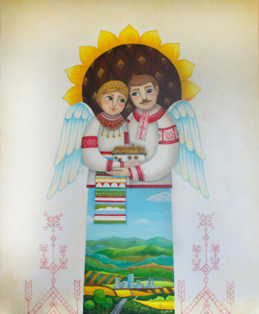 Картина под названием "Angels keepers of t…" - Aleksandra Paranchenko, Подлинное произведение искусства, Акрил
