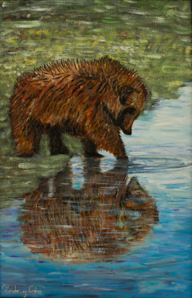 Painting titled "Reflet de l'ours" by Pardo Y Cobo, Original Artwork, Acrylic Mounted on artwork_cat.