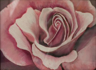 Painting titled "La rose" by Pardo Y Cobo, Original Artwork, Acrylic Mounted on Cardboard